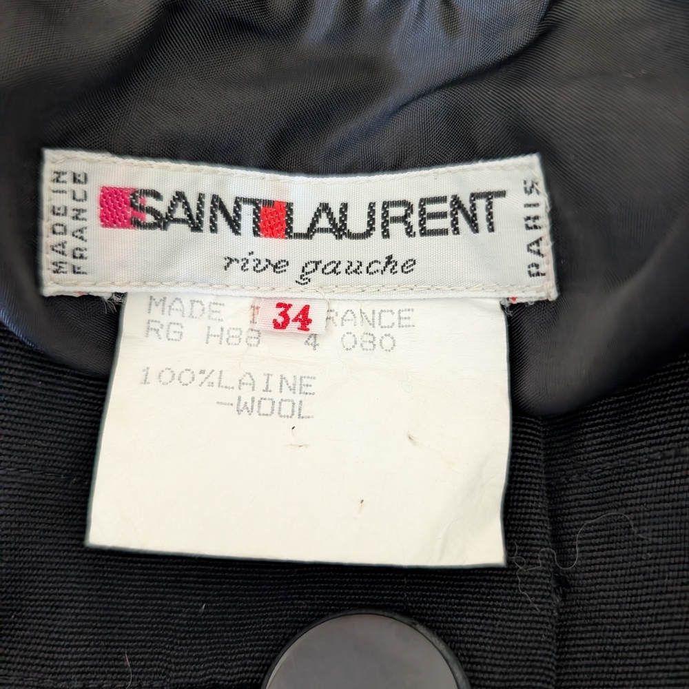 Vintage Saint Laurent Black Wrap-Front A-Line Skirt with Button Accents - Picture 5 of 8